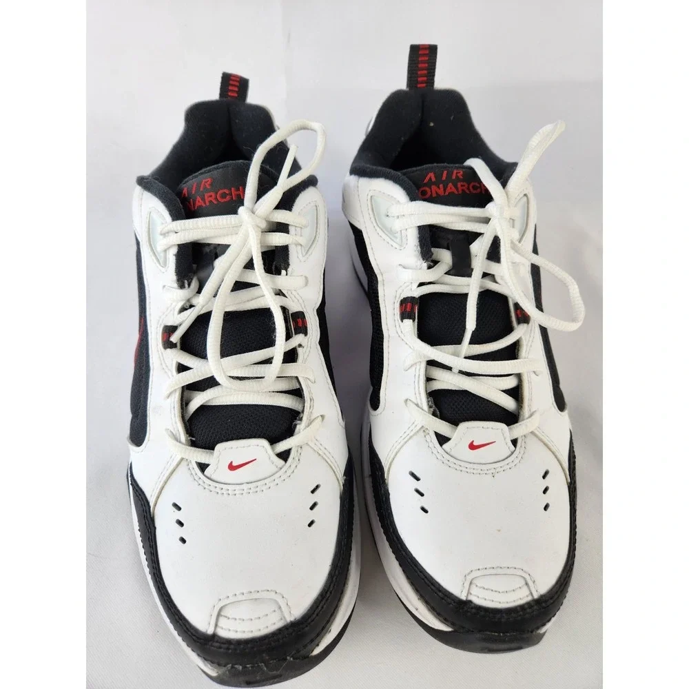 Nike‎ AIR MONARCH IV Men White Black Red 101 Walking Shoe Sneakers Dad Sz 10
